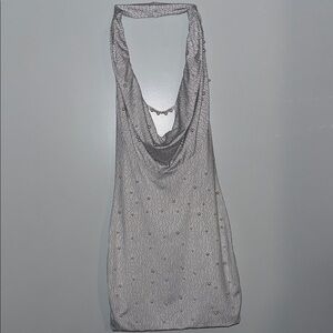 Versailles embellished plunge mini dress in white